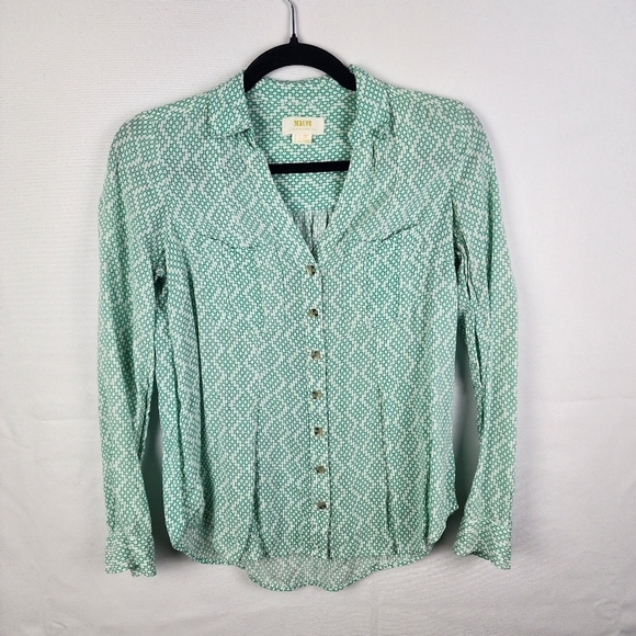 Maeve Anthropologie Womens Button Down Blouse Size 2 Western Cowgirl - Picture 1 of 6